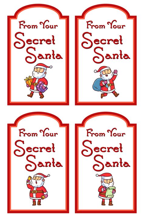 Downloadable Secret Santa Gift Tags Printable Free